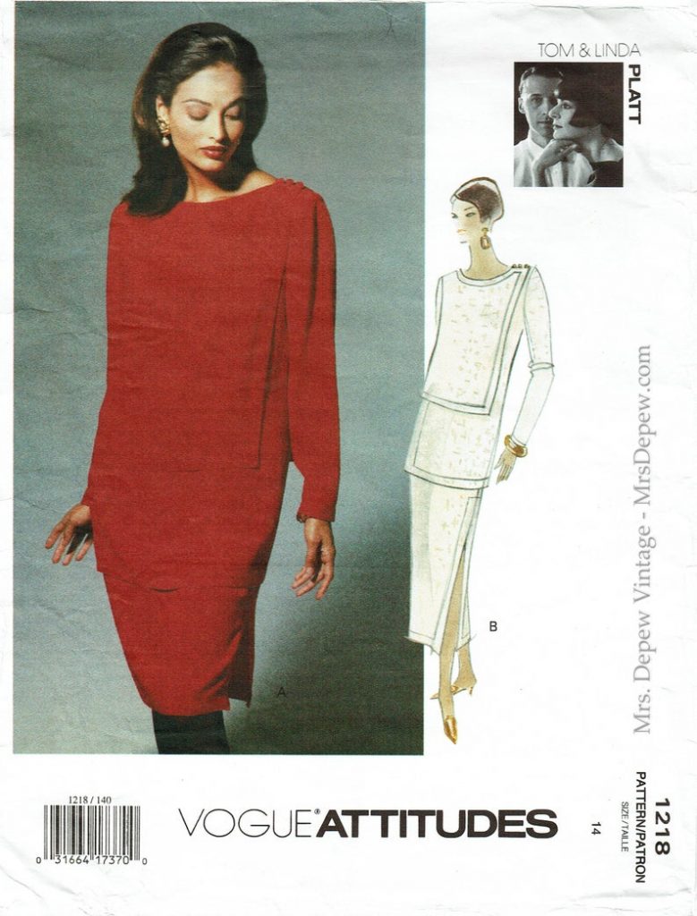 Vintage Sewing Pattern Ladies' Dress 1990s Vogue 1218 image 0