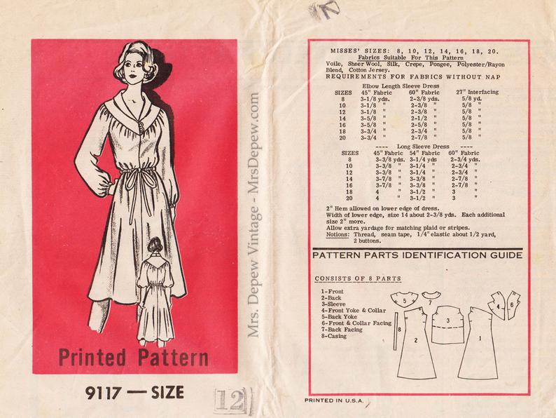 1960s Vintage Sewing Pattern Ladies' Dress Mail Order 9117 image 0