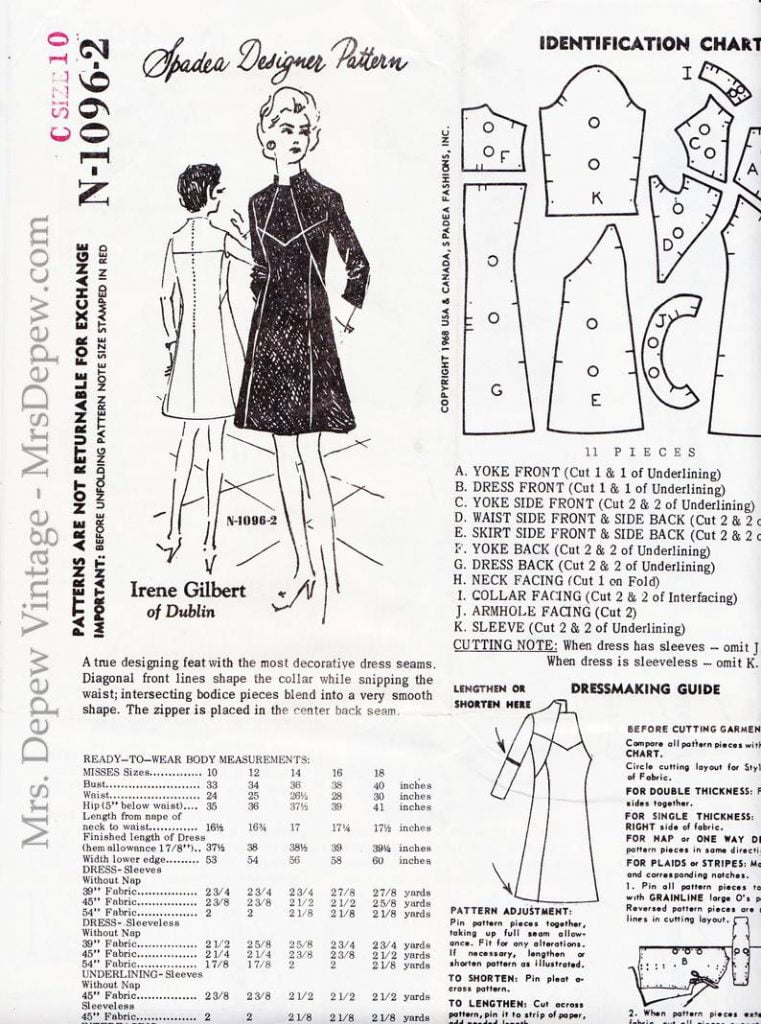 Vintage Sewing Pattern 1960s Spadea N-1096-2 Irene Gilbert image 0