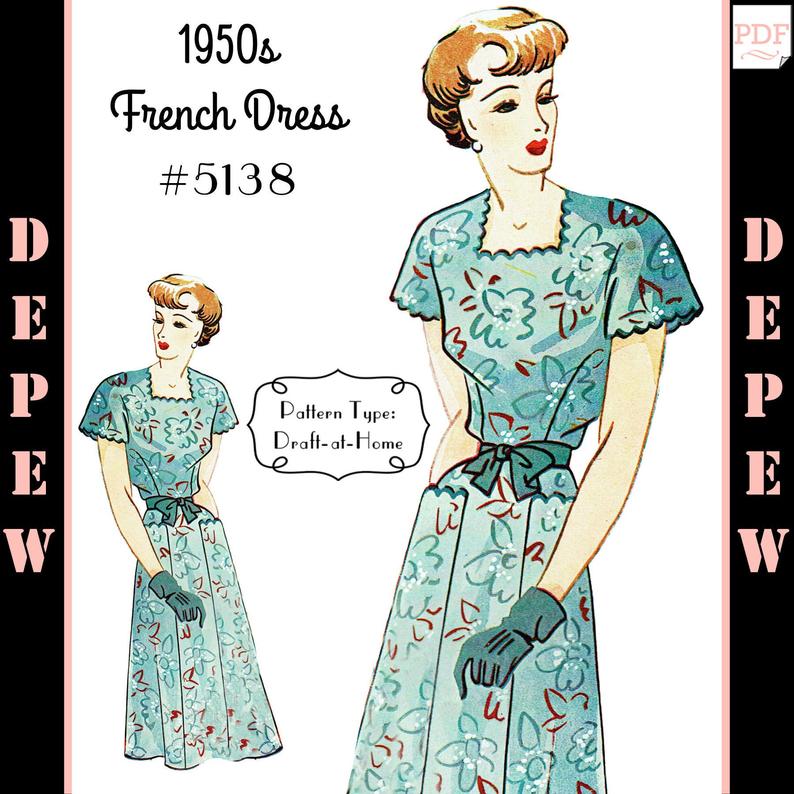 Vintage Sewing Pattern 1950s Dress Depew 5138 in Any Size  image 0
