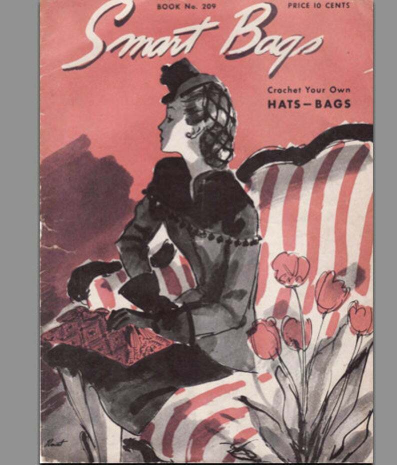 Knitting Pattern Booklet Smart Bags From 1944 Stylish Hat and image 0