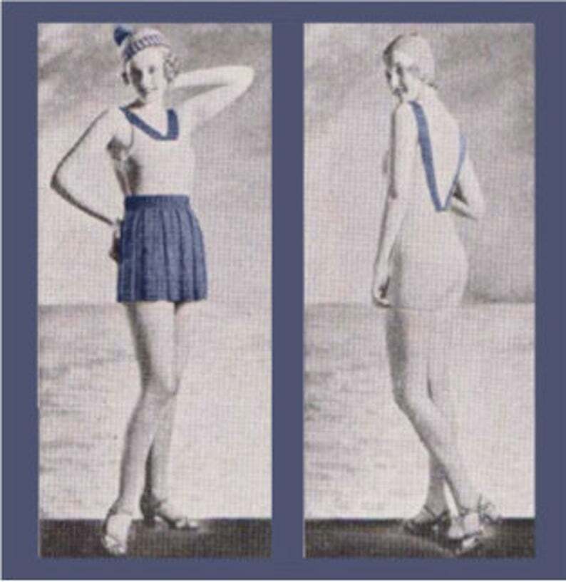 Vintage Knitting Pattern 1930's Bathing Suit and Beach image 0