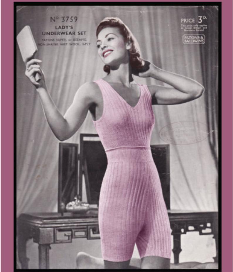 Vintage Knitting Pattern 1940's Ladies Lingerie Cami image 0