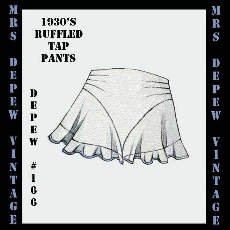 Vintage Sewing Pattern 1930's French Ruffled Tap Pants in image 0
