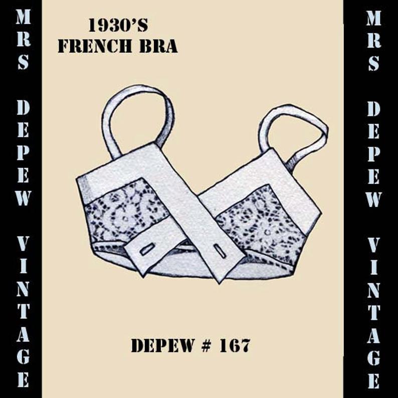 Vintage Sewing Pattern 1930s French Bra With Lace Inset in Any image 0