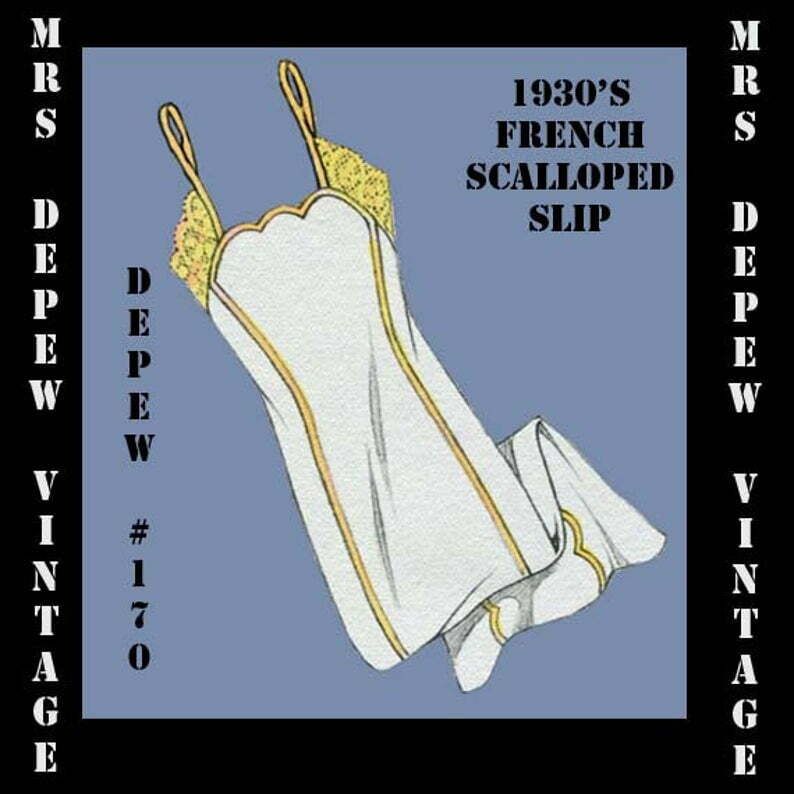 Vintage Sewing Pattern 1930s French Scalloped Slip or Dress in image 0
