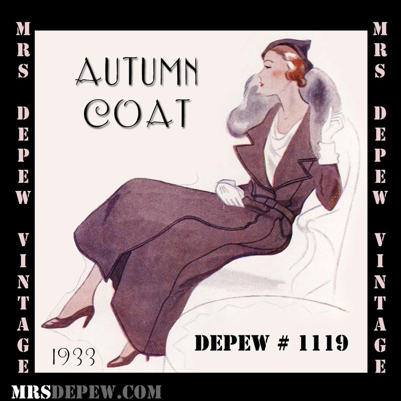 Vintage Sewing Pattern 1930s Winter Coat with Fur in Any Size image 0