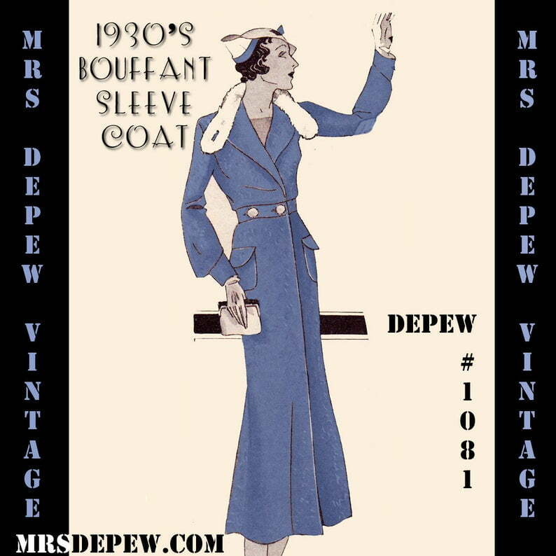 Vintage Sewing Pattern 1930's Coat with Fur Trim in Any image 0