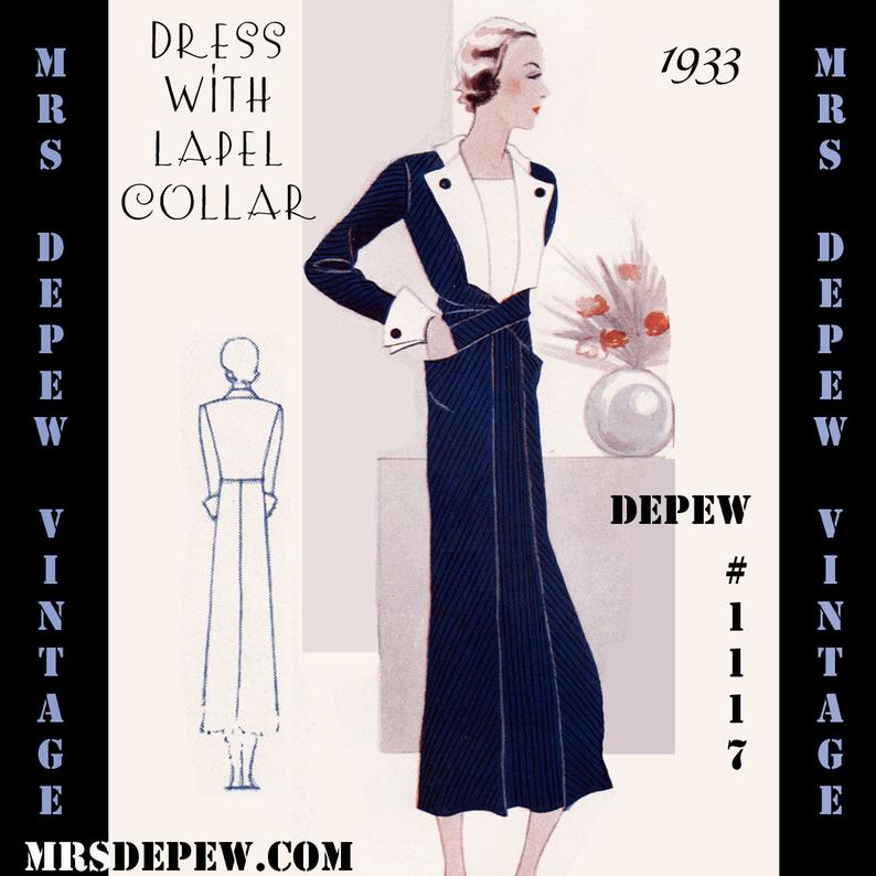 Vintage Sewing Pattern 1930s Dress With Button Trim in Any image 0