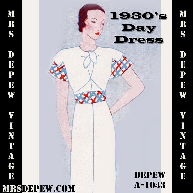 Vintage Sewing Pattern 1930's Dress With Collar Ties in image 0