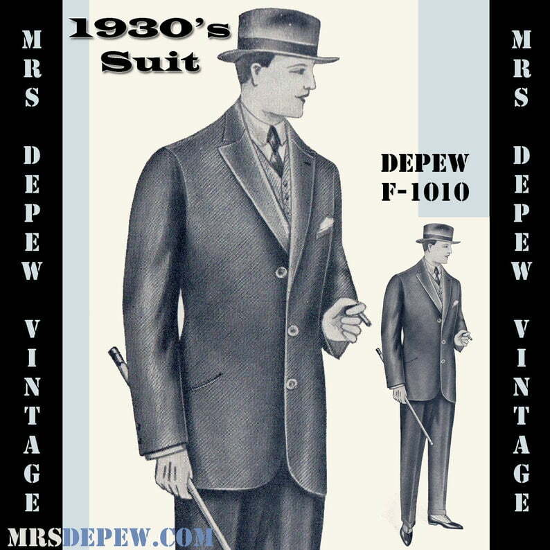 Menswear Vintage Sewing Pattern 1930's Men's Suit Coat image 0