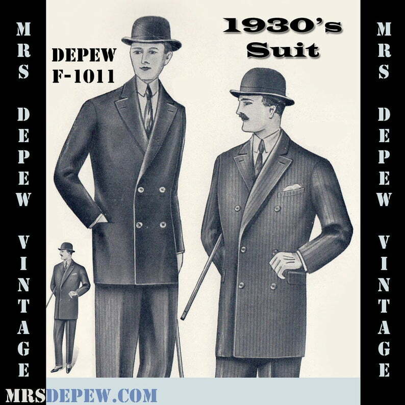 Menswear Vintage Sewing Pattern 1930's Men's Double image 0