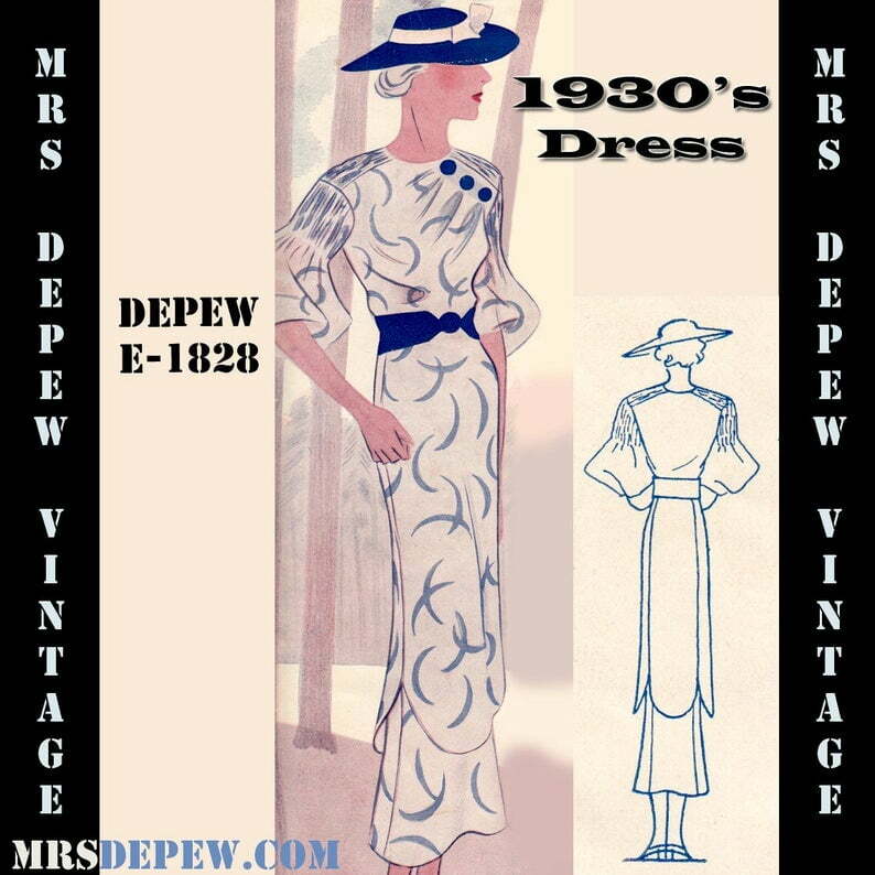 Vintage Sewing Pattern 1930's Dress Tunic Skirt Any Size image 0
