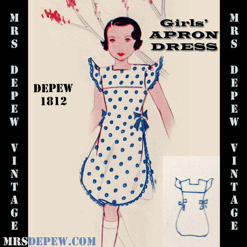Vintage Sewing Pattern 1930's Girls' Apron Dress Any image 0