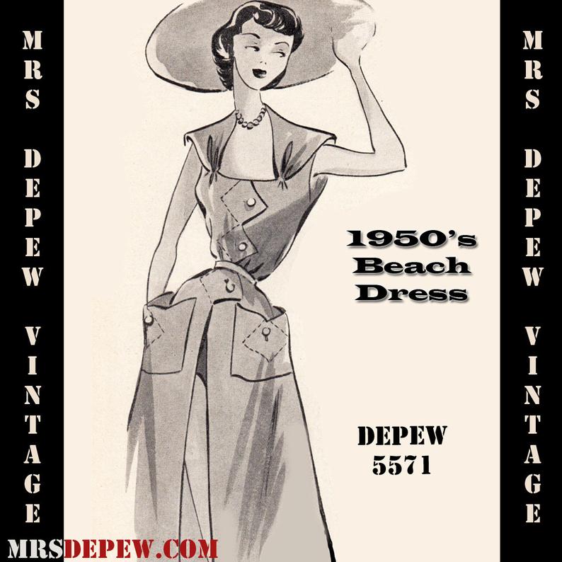 Vintage Sewing Pattern 1950's Beach Dress Cover Up in Any image 0