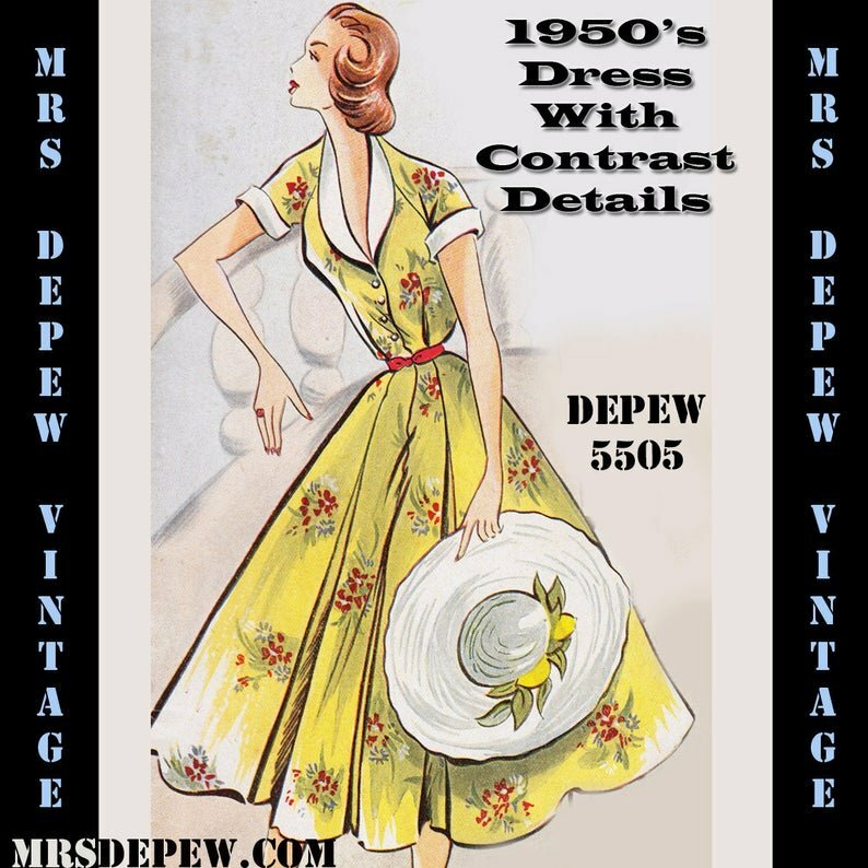 Vintage Sewing Pattern 1950's Dress with Full Skirt in Any image 0