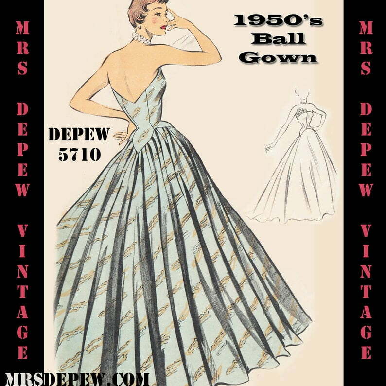 Vintage Sewing Pattern 1950's Evening Ball Gown in Any image 0