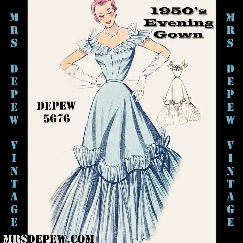Vintage Sewing Pattern 1950's Evening Ball Gown in Any image 0