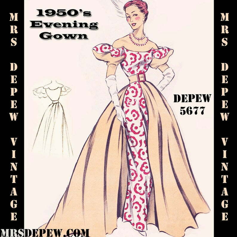Vintage Sewing Pattern 1950s Evening Ball Gown in Any Size  image 0