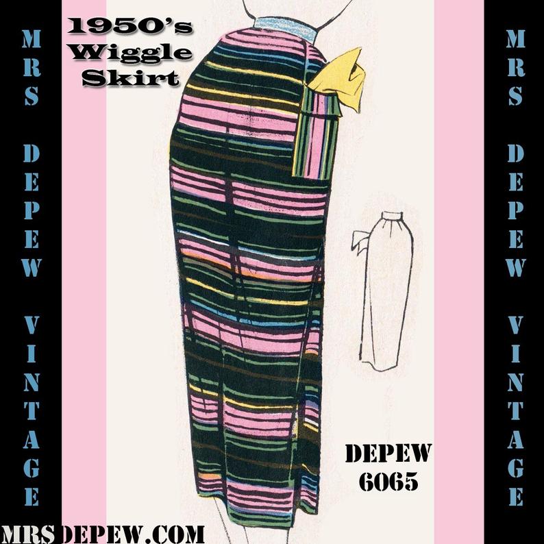 Vintage Sewing Pattern 1950's Slim Wiggle Skirt in Any image 0