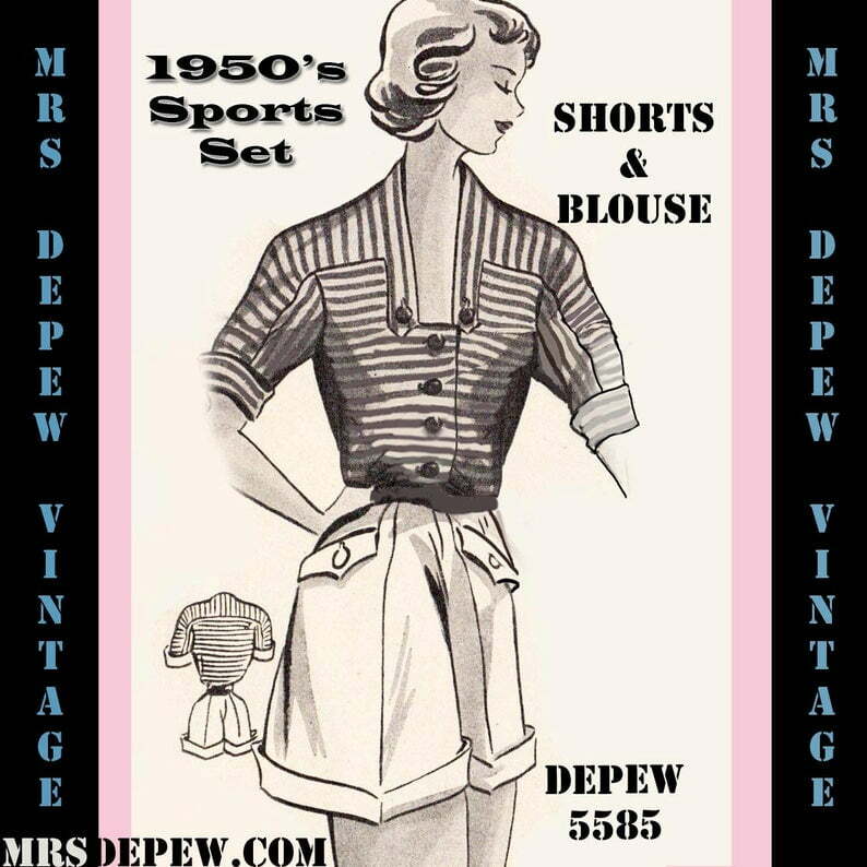 Vintage Sewing Pattern 1950's Shorts and Blouse in Any image 0