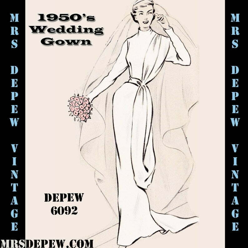 Vintage Sewing Pattern 1950's Sheath Wedding Gown in Any image 0