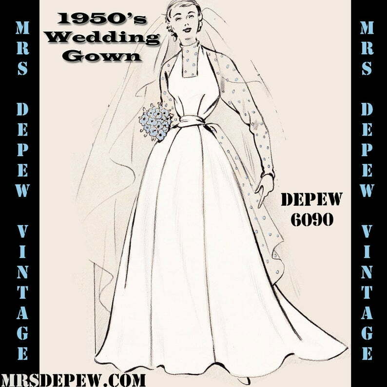 Vintage Sewing Pattern 1950's Wedding Gown in 2 Versions image 0