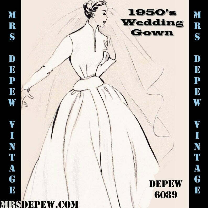 Vintage Sewing Pattern 1950s Wedding Gown in Any Size  PLUS image 0