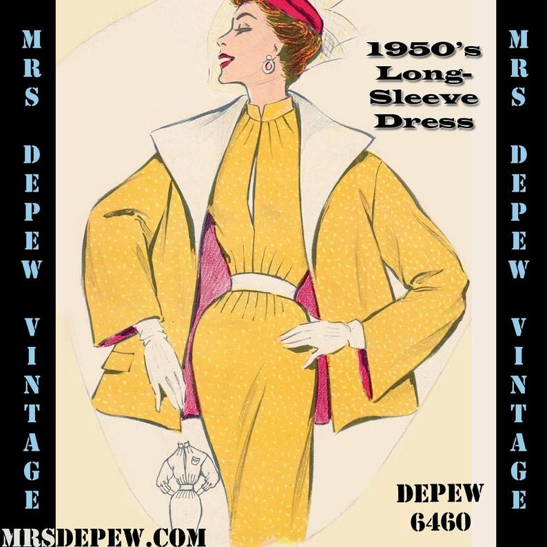 Vintage Sewing Pattern 1950's Day Dress in Any Size  PLUS image 0