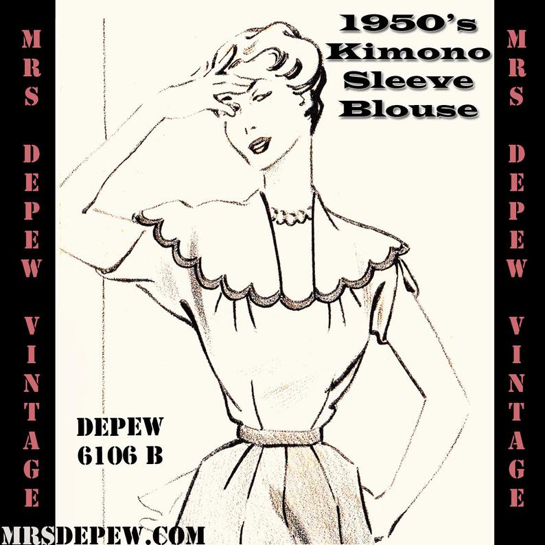 Vintage Sewing Pattern 1950's Short Sleeve Blouse in Any image 0