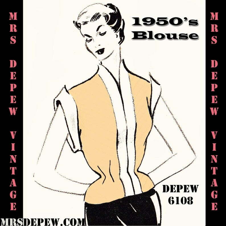 Vintage Sewing Pattern 1950's Short Sleeve Blouse in Any image 0