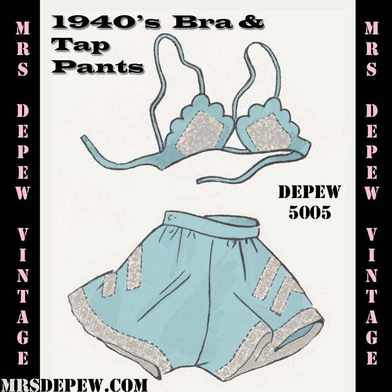 Vintage Sewing Pattern 1940's Bra and Tap Pants in Any image 0