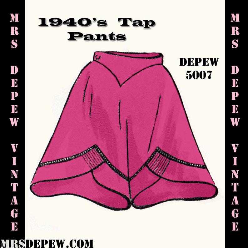 Vintage Sewing Pattern 1940's Tap Pants in Any Size  PLUS image 0
