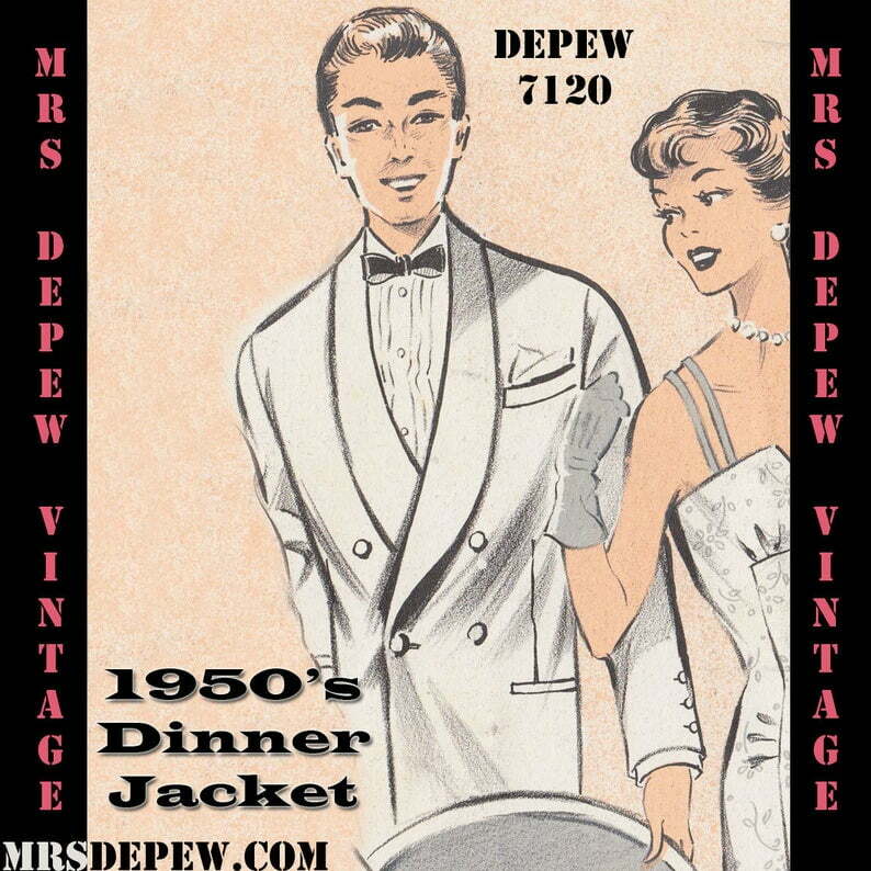 Menswear Vintage Sewing Pattern Men's Formal Tuxedo Jacket image 0