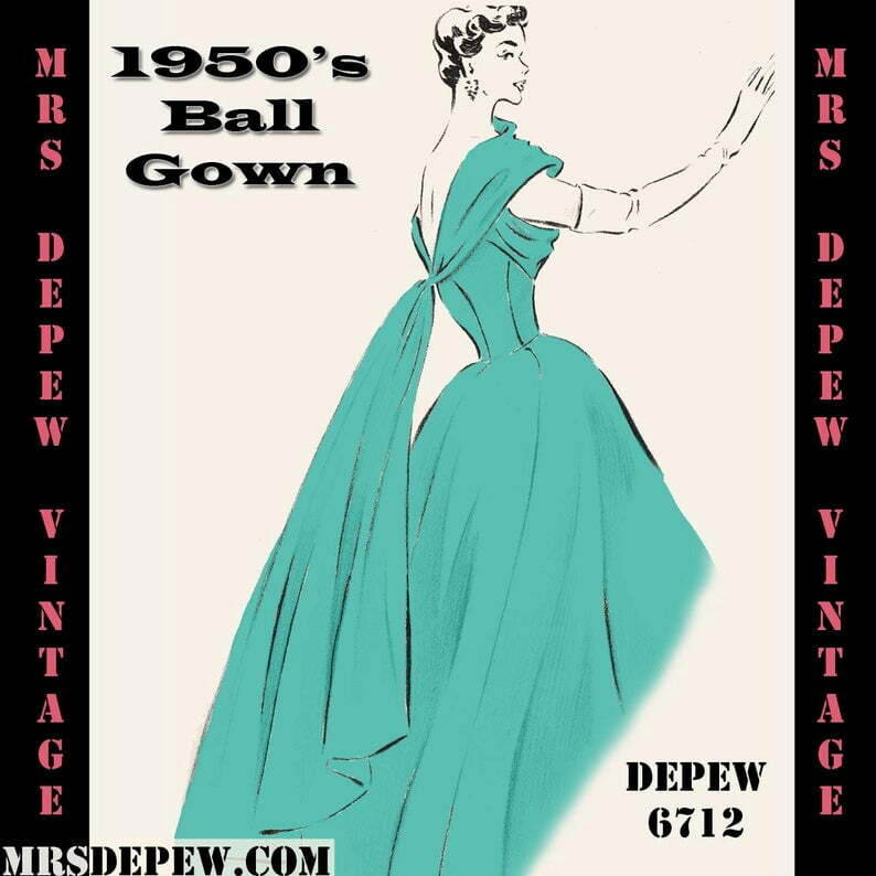 Vintage Sewing Pattern 1950's Evening Ball Gown in Any image 0