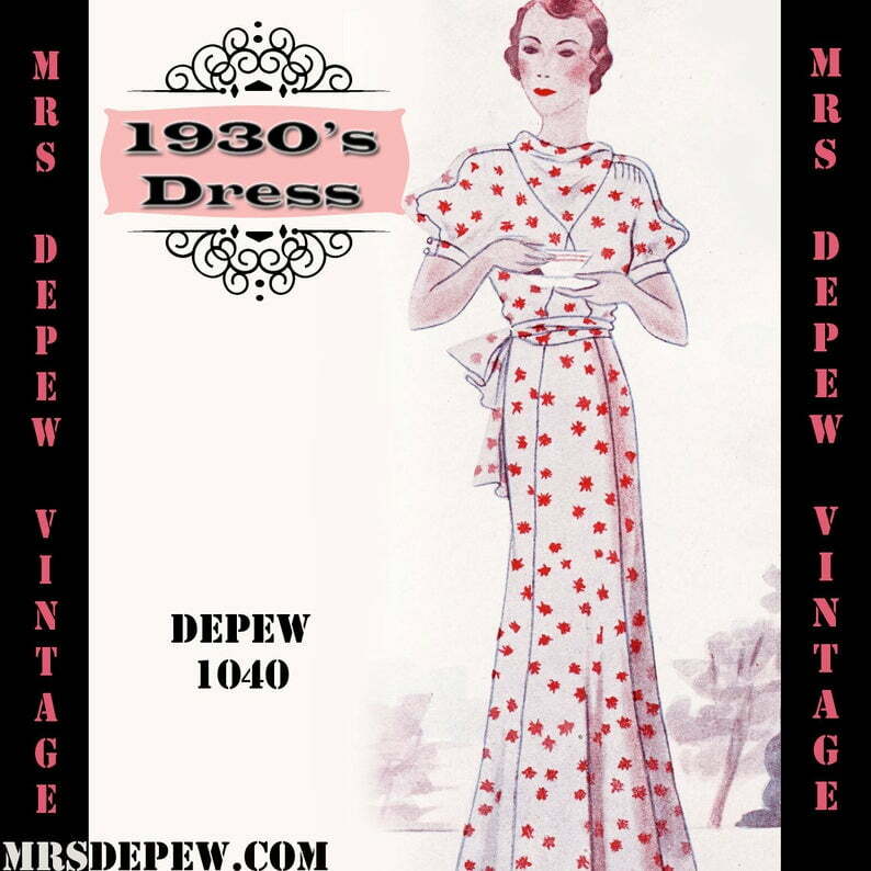Vintage Sewing Pattern 1930's Dress in Any Size Depew 1040 image 0