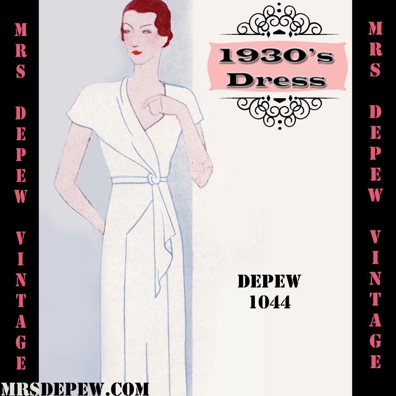 Vintage Sewing Pattern 1930s Dress in Any Size Depew 1044 image 0