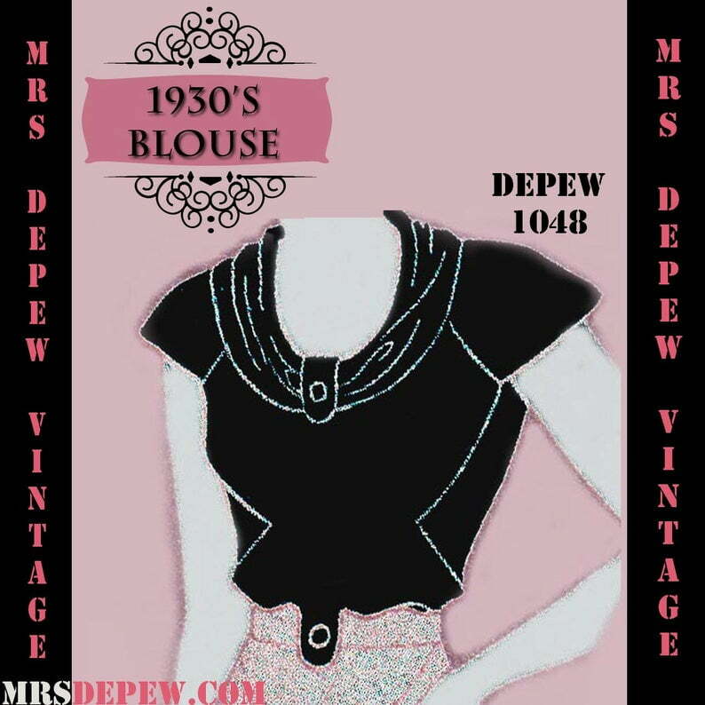 Vintage Sewing Pattern 1930's Blouse in Any Size Depew image 0