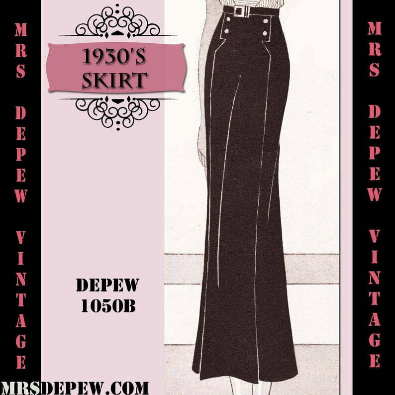 Vintage Sewing Pattern 1930's Skirt in Any Size Depew image 0