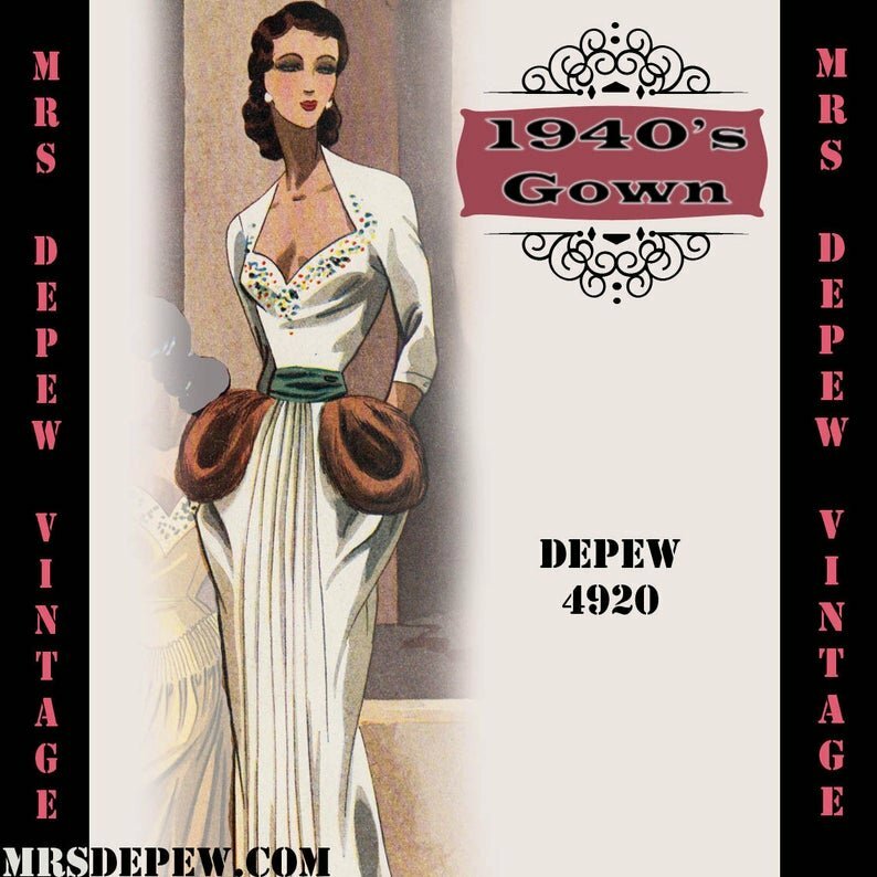 Vintage Sewing Pattern 1940's Evening Gown in Any Size  image 0