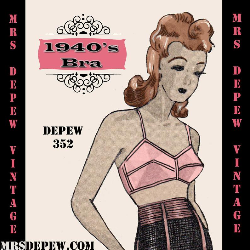 Vintage Sewing Pattern 1940s French Bra in Any Bust Size PLUS image 0