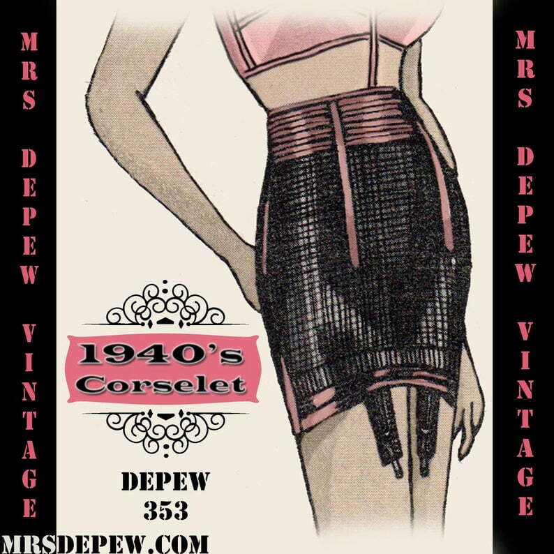 Vintage Sewing Pattern 1940s Corset Garter Belt in Any Bust image 0