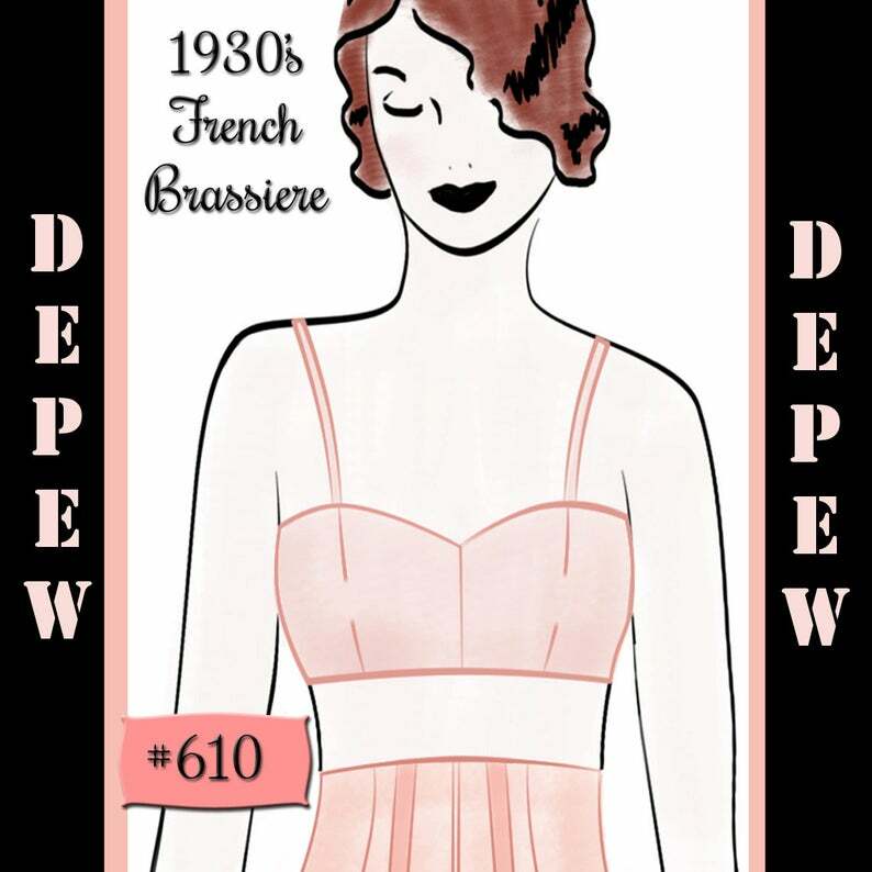 Vintage Sewing Pattern 1930's French Basic Bra in Any Bust image 0
