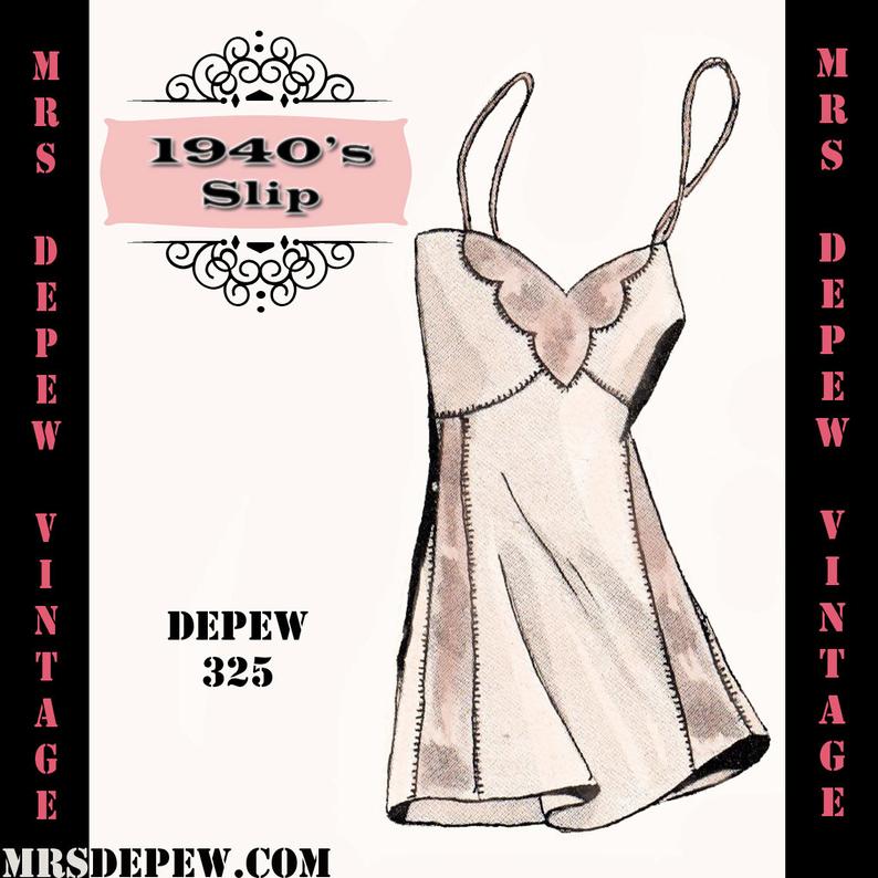 Vintage Sewing Pattern 1940's French Slip with Contrast image 0
