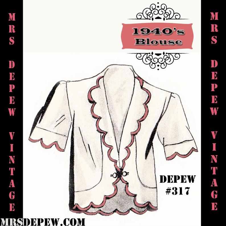 Vintage Sewing Pattern 1940's French Blouse or Jacket in image 0