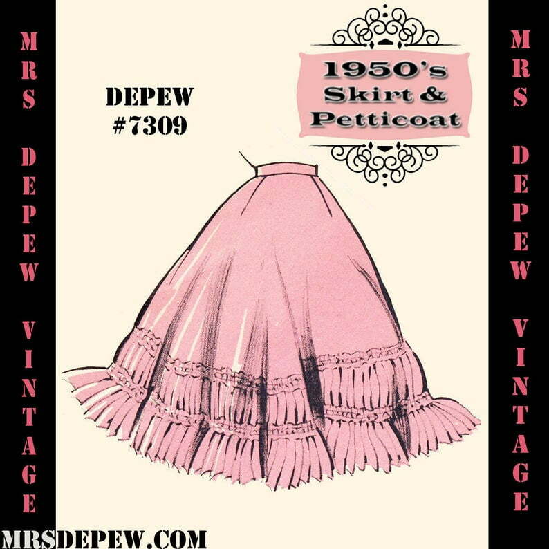 Vintage Sewing Pattern 1950s Petticoat Skirt in Any Size  image 0