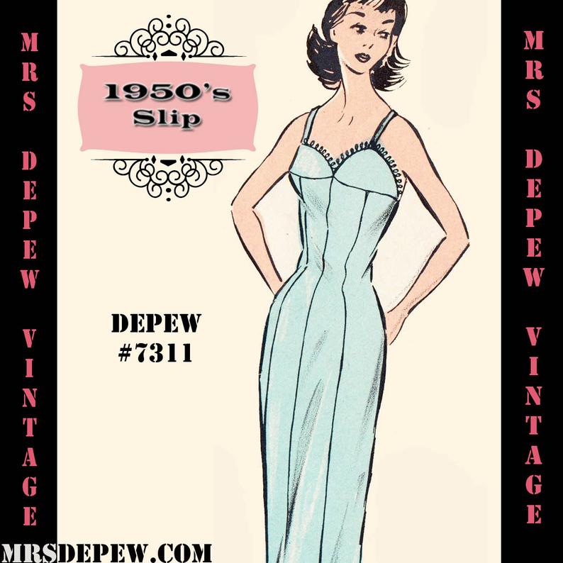 Vintage Sewing Pattern 1950's Slip in Any Size PLUS Size image 0