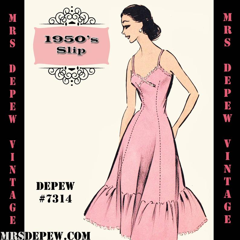 Vintage Sewing Pattern 1950's Full Slip in Any Size PLUS image 0