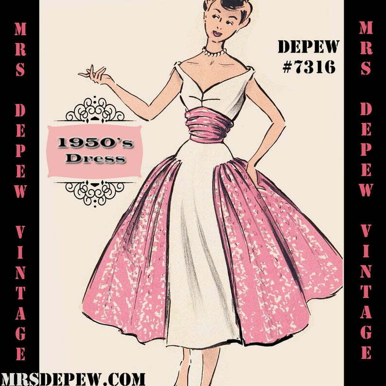 Vintage Sewing Pattern 1950's Cocktail Dress in Any Size  image 0