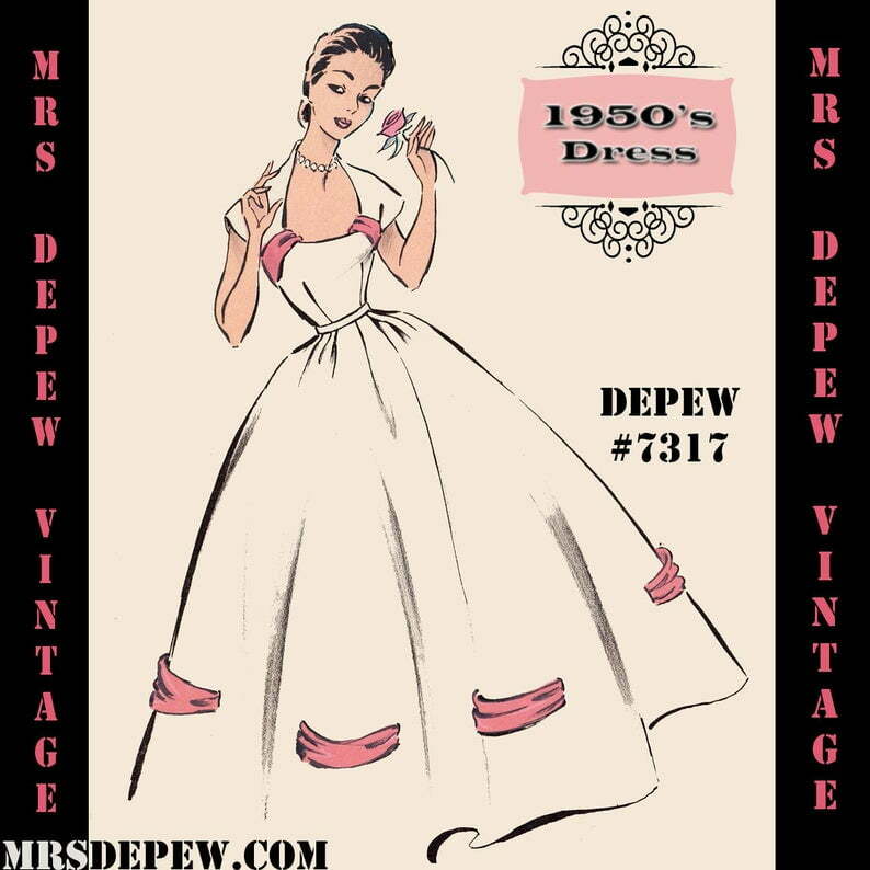 Vintage Sewing Pattern 1950's Evening Gown in Any Size  image 0